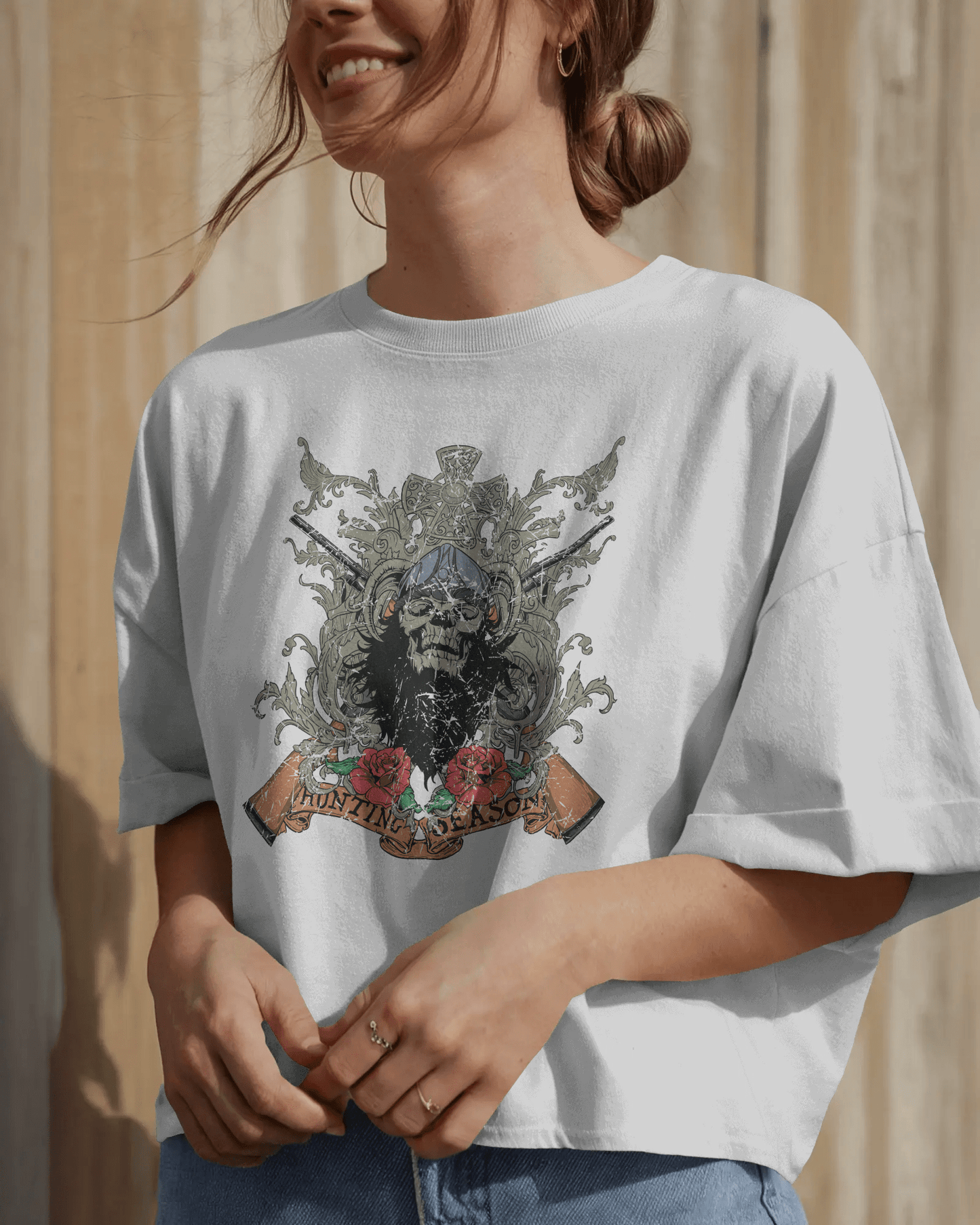 Premium Oversize Hunting Season Skull Gothic T-shirt - YORD