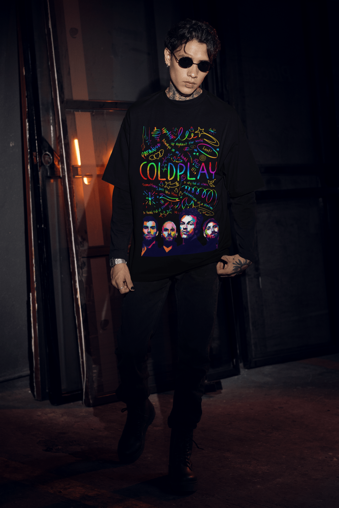 Premium Oversized Coldplay Concert T-Shirt - French Terry Cotton 240 GSM - YORD