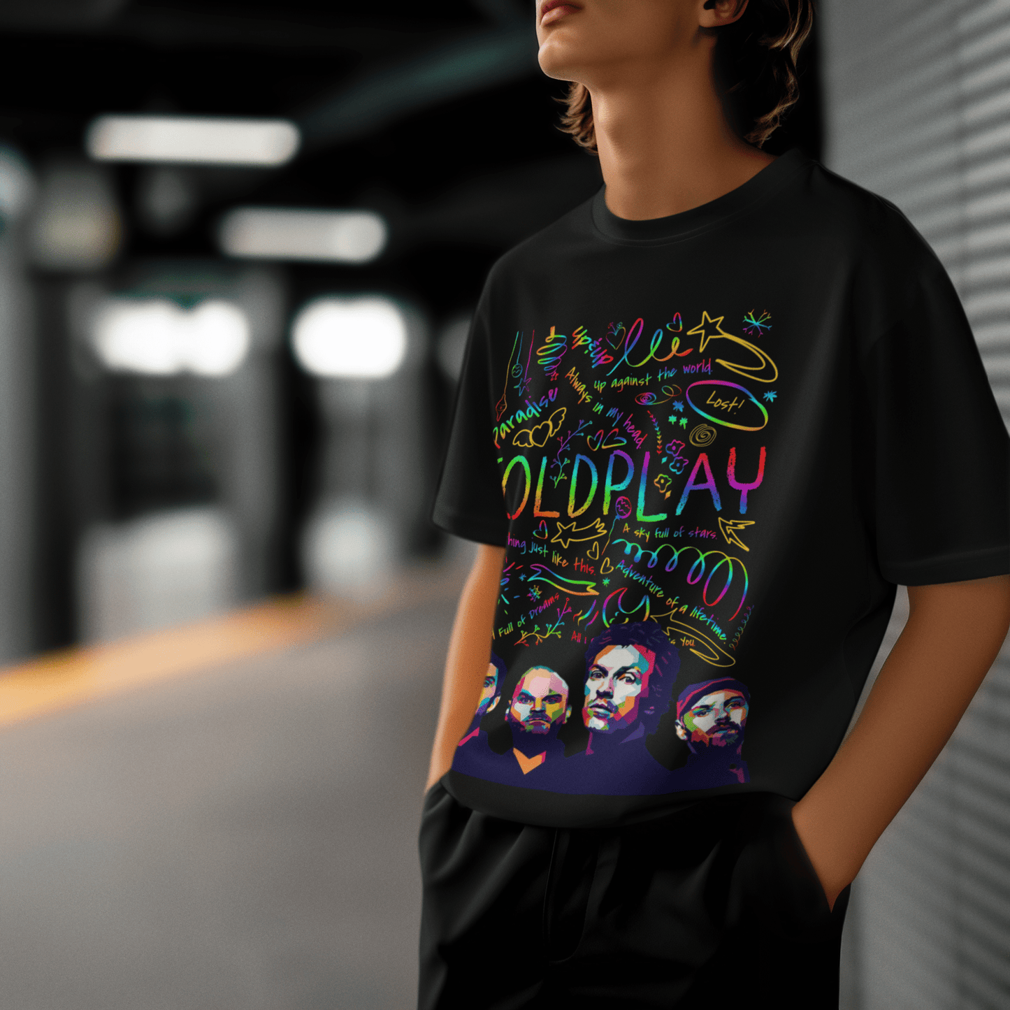 Premium Oversized Coldplay Concert T-Shirt - French Terry Cotton 240 GSM - YORD