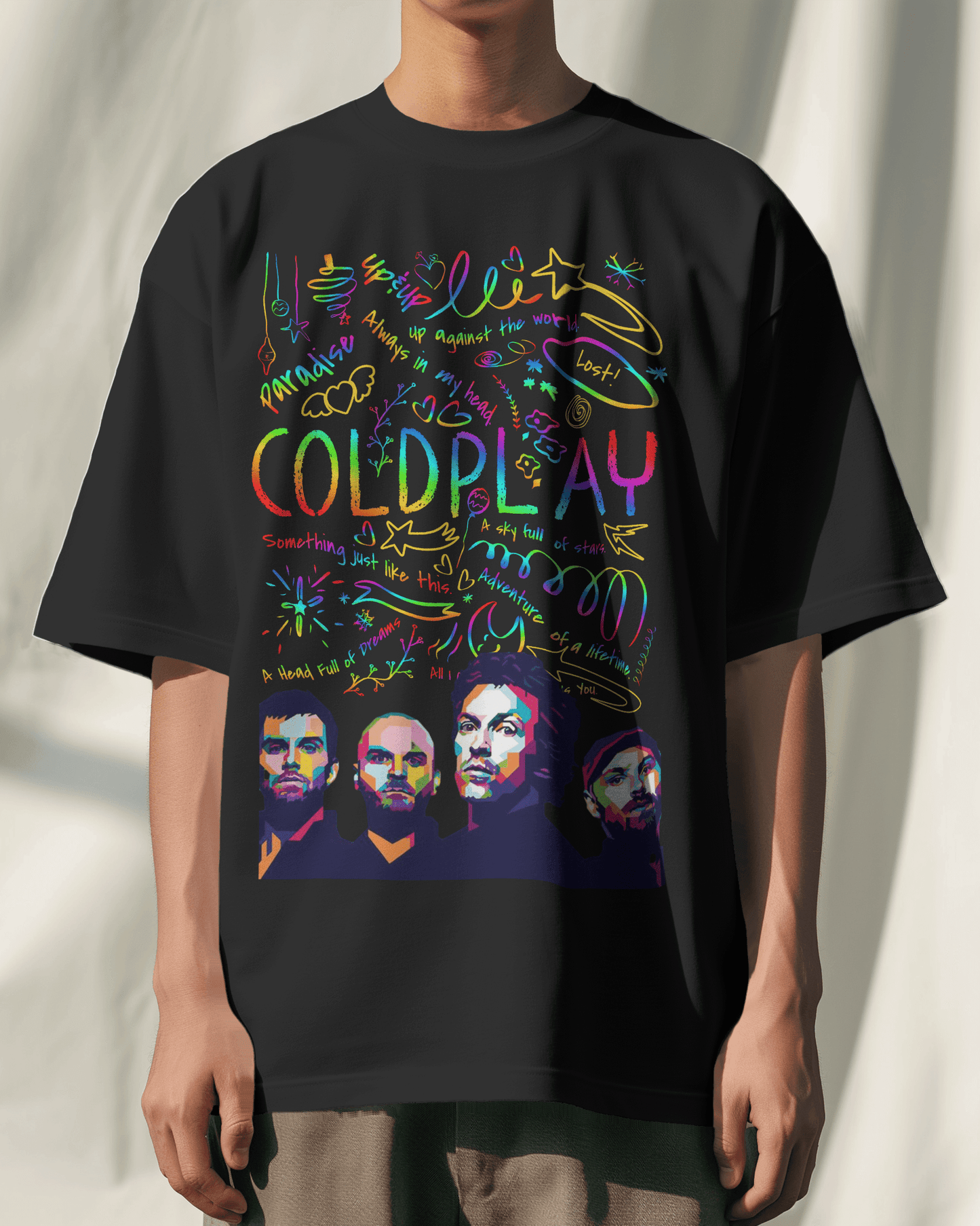 Premium Oversized Coldplay Concert T-Shirt - French Terry Cotton 240 GSM - YORD