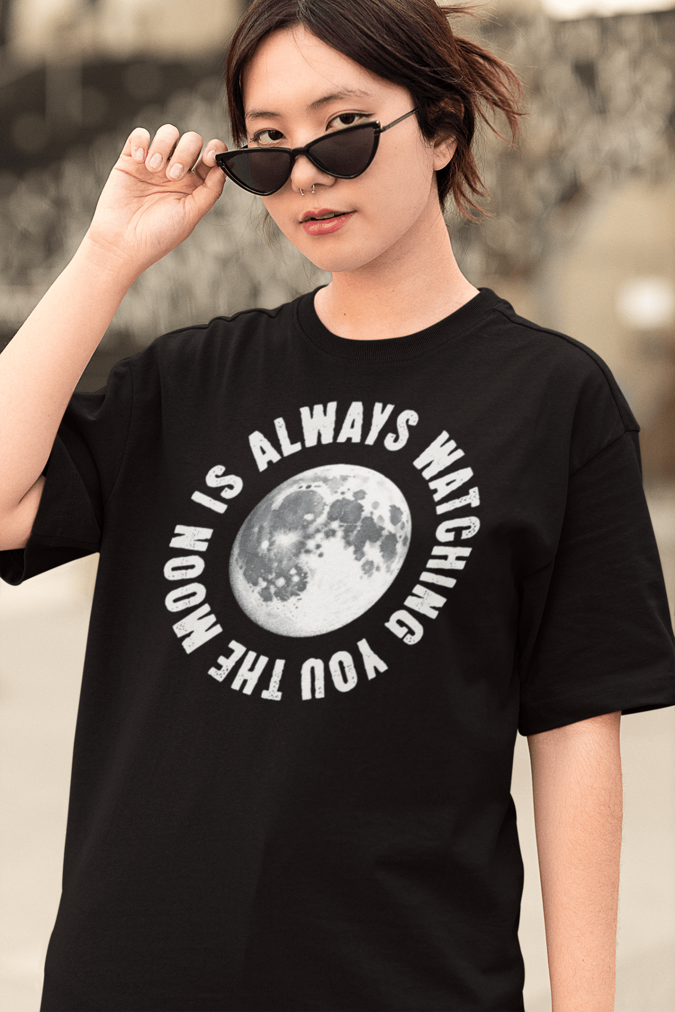 Premium Oversized French Terry Cotton Coldplay Concert T-Shirt – "The Moon is Always Watching You" Design - YORD