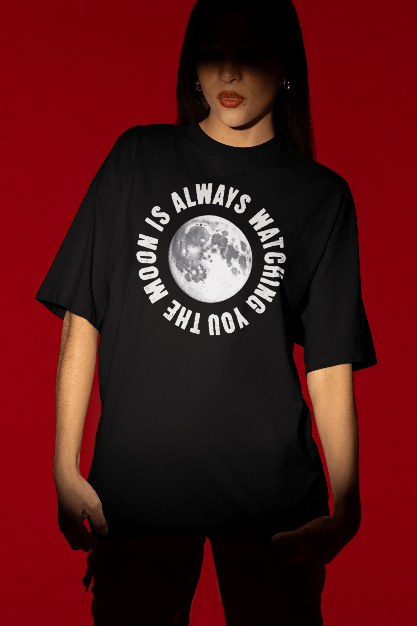 Premium Oversized French Terry Cotton Coldplay Concert T-Shirt – "The Moon is Always Watching You" Design - YORD