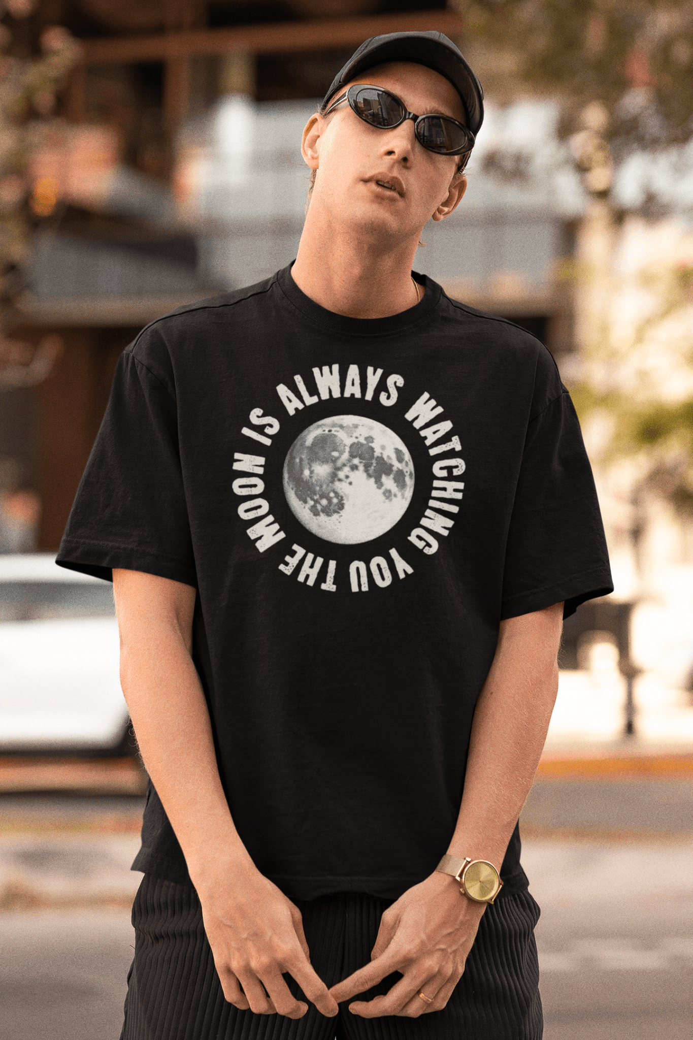 Premium Oversized French Terry Cotton Coldplay Concert T-Shirt – "The Moon is Always Watching You" Design - YORD