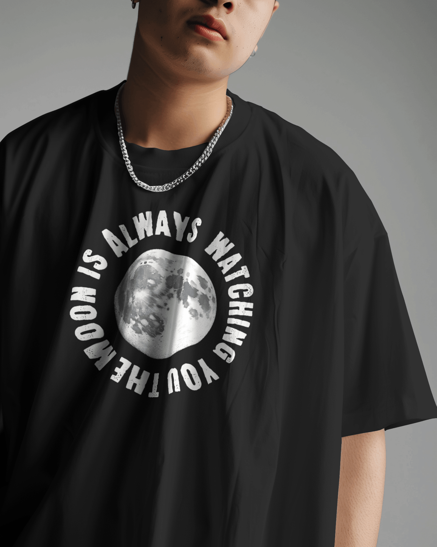 Premium Oversized French Terry Cotton Coldplay Concert T-Shirt – "The Moon is Always Watching You" Design - YORD