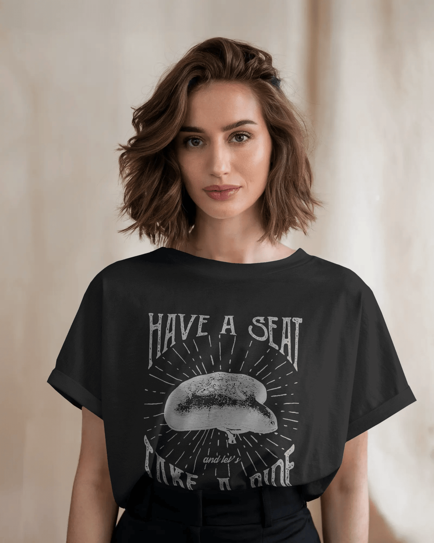 Premium Oversized 'Have A Seat' Graphic T-shirt - YORD