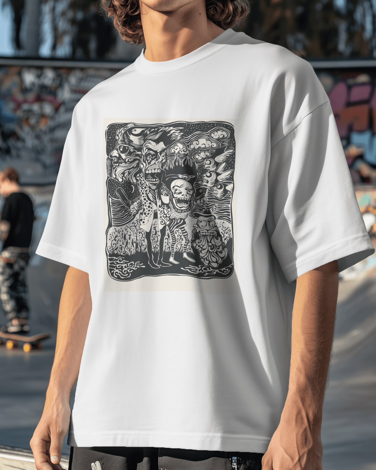 Premium Oversized Horror Ghoul Squad Graphic T-Shirt - YORD