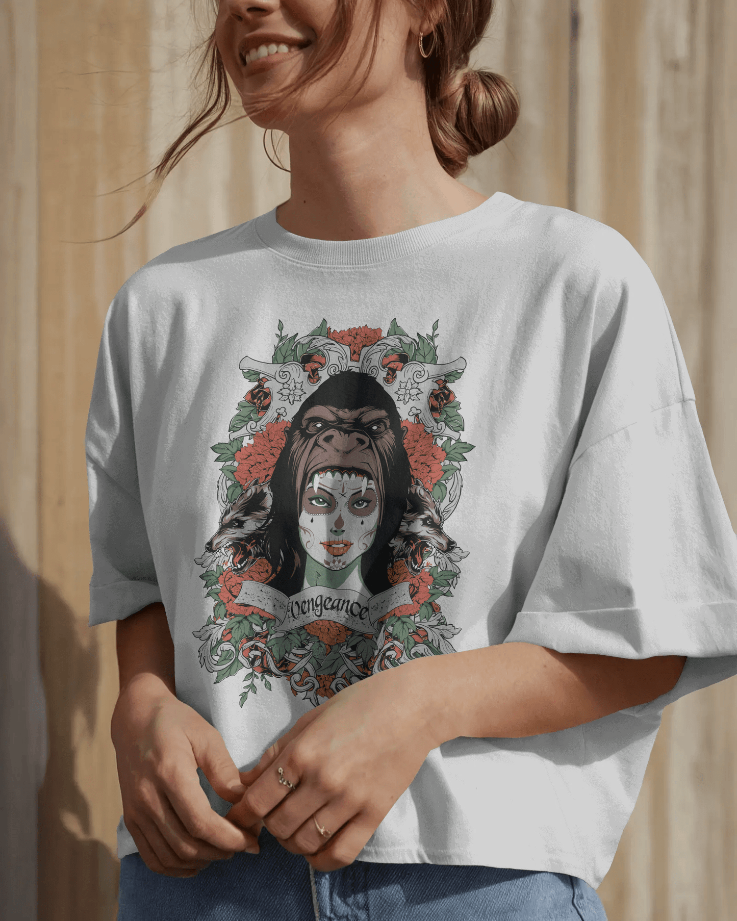 Premium Oversized 'Vengeance' Gothic Art T-Shirt - YORD