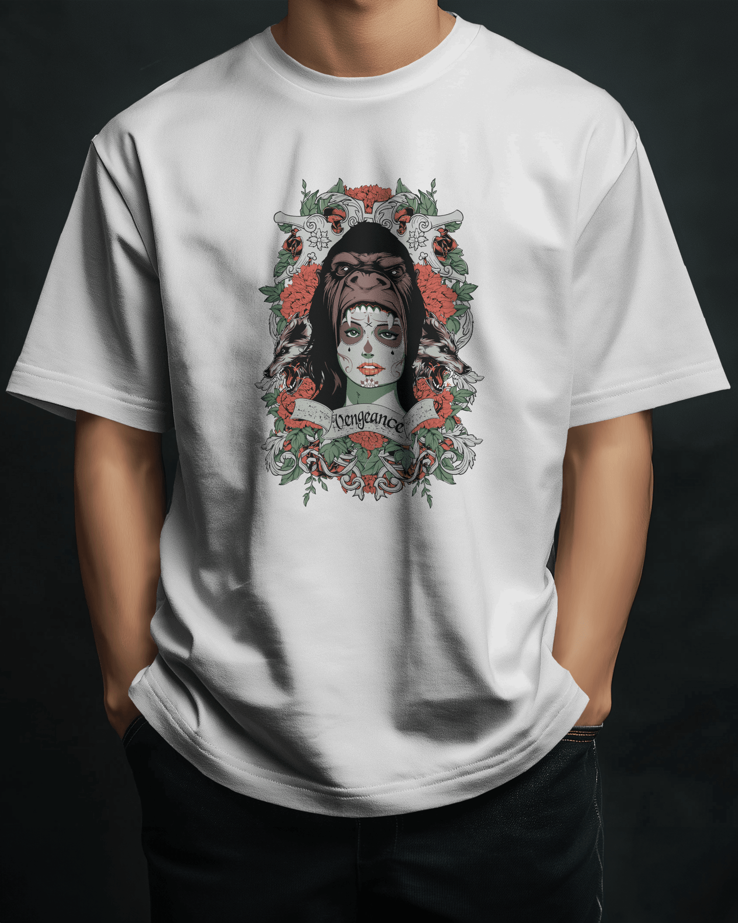 Premium Oversized 'Vengeance' Gothic Art T-Shirt - YORD
