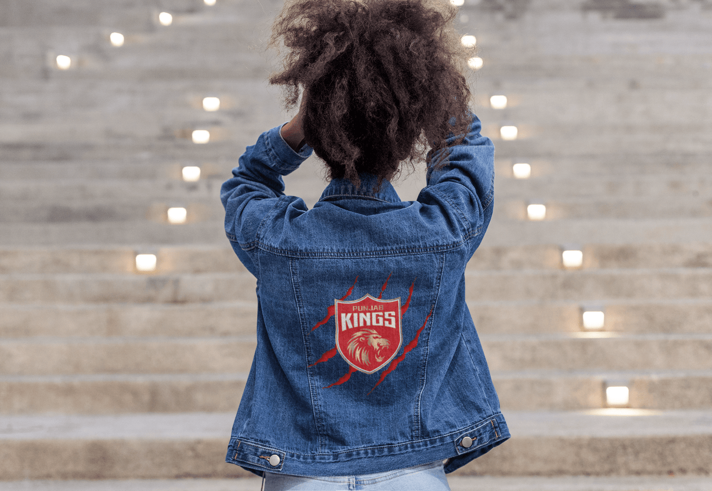 Premium Punjab Kings IPL Denim Jacket with Lion Crest Design - YORD