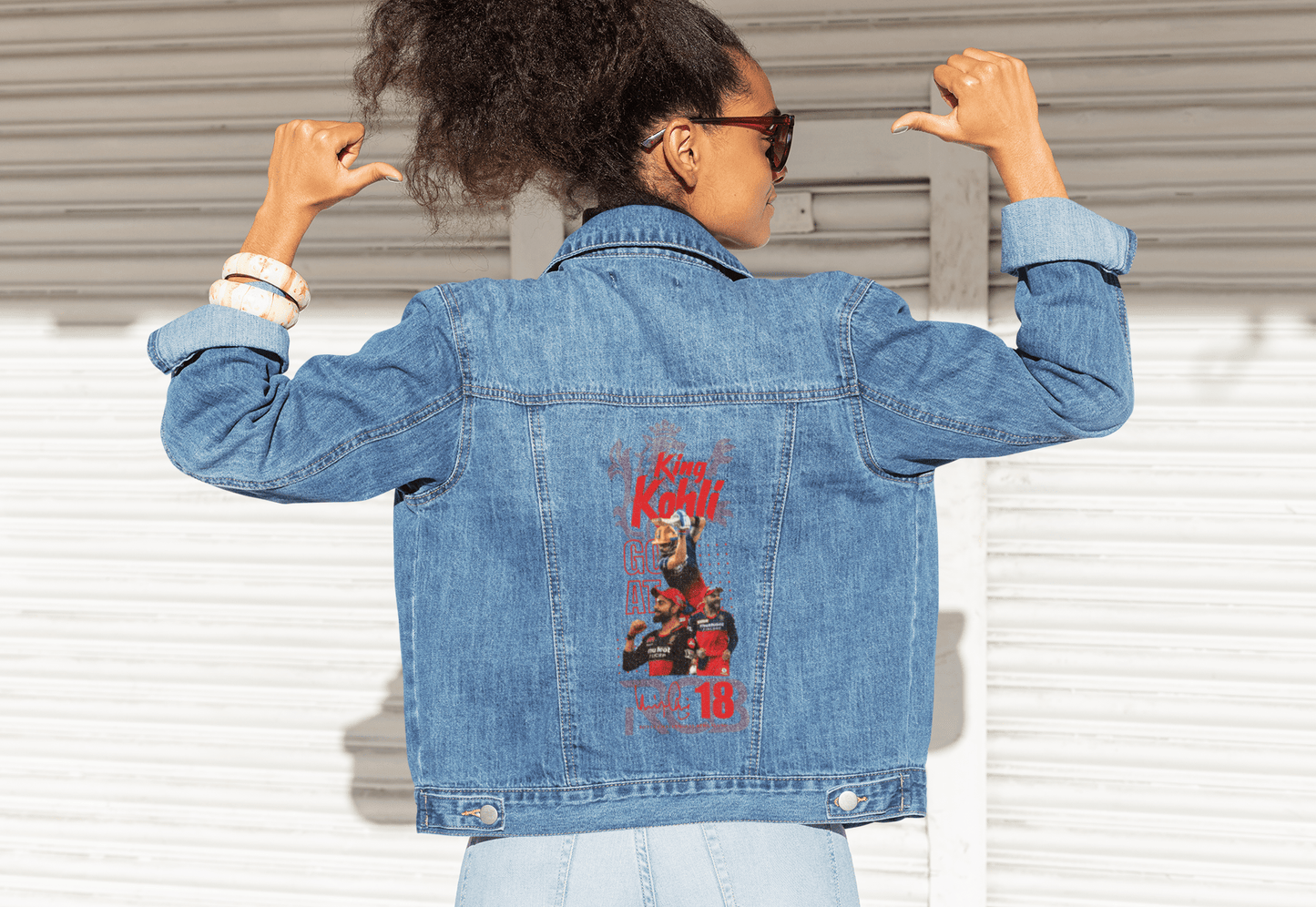 Premium RCB Virat Kohli King Denim Jacket - Limited Edition - YORD