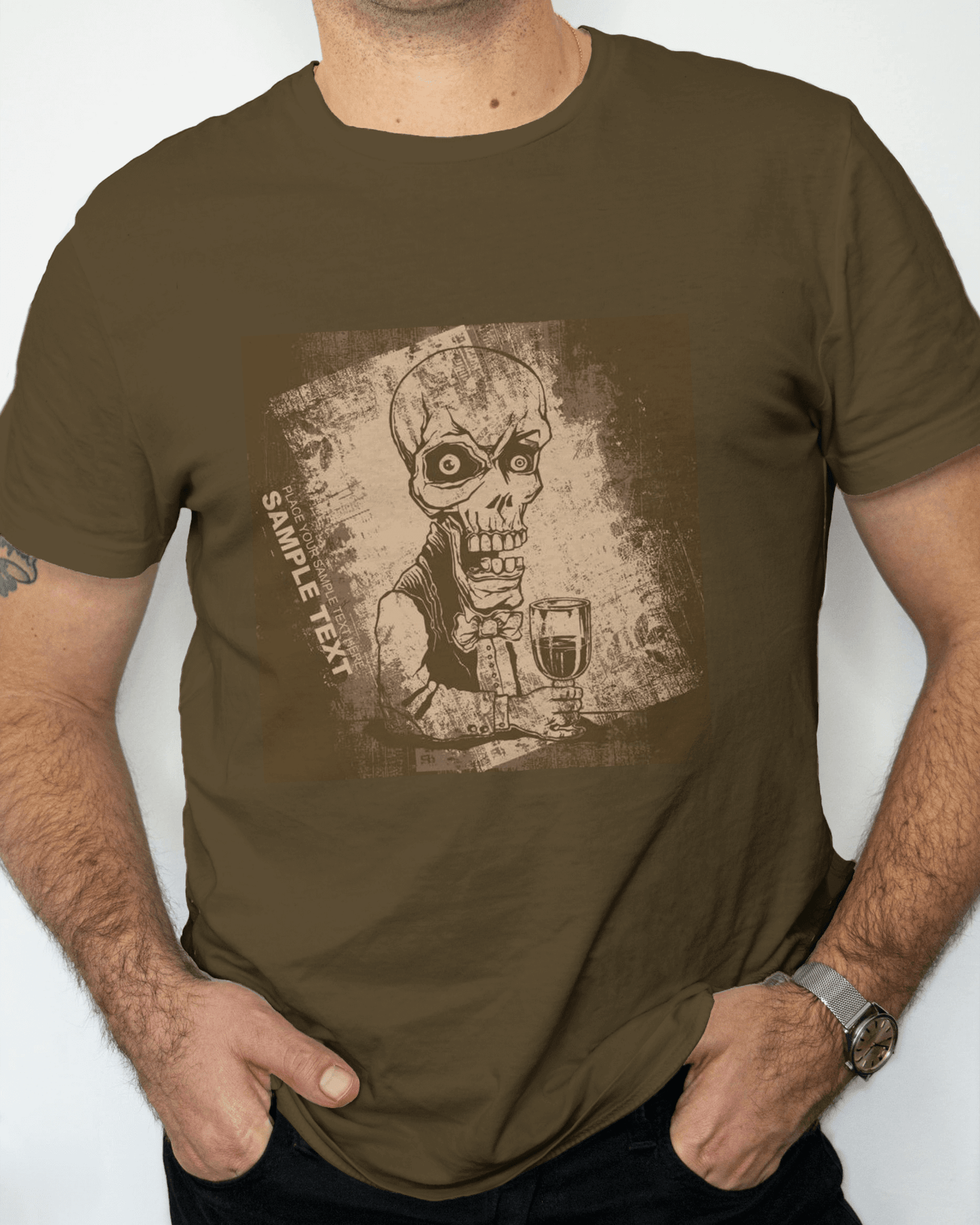 Premium Skeleton Waiter Graphic Regular T-shirt - YORD