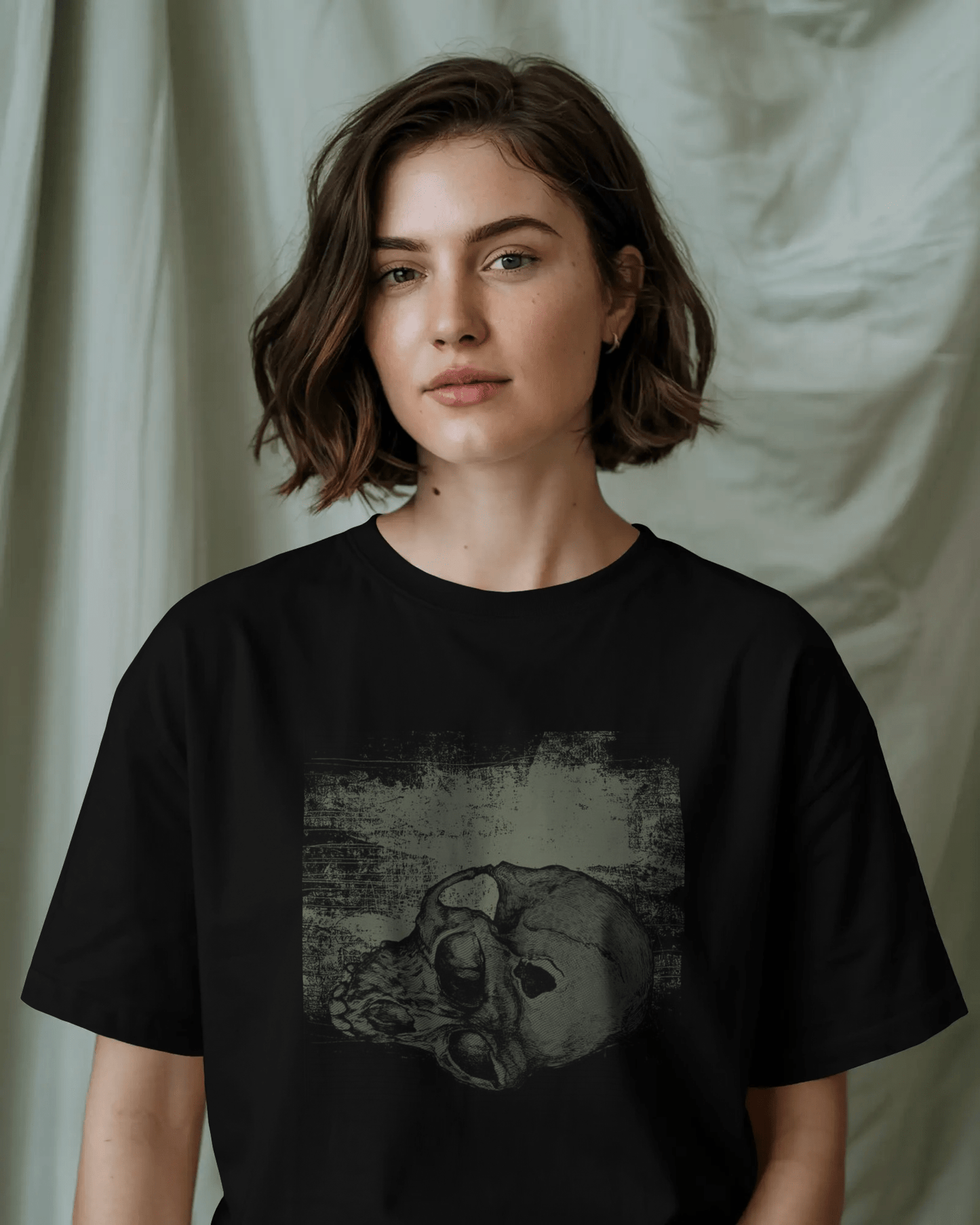 Premium Skull Distressed Graphic Oversized T-shirt - YORD