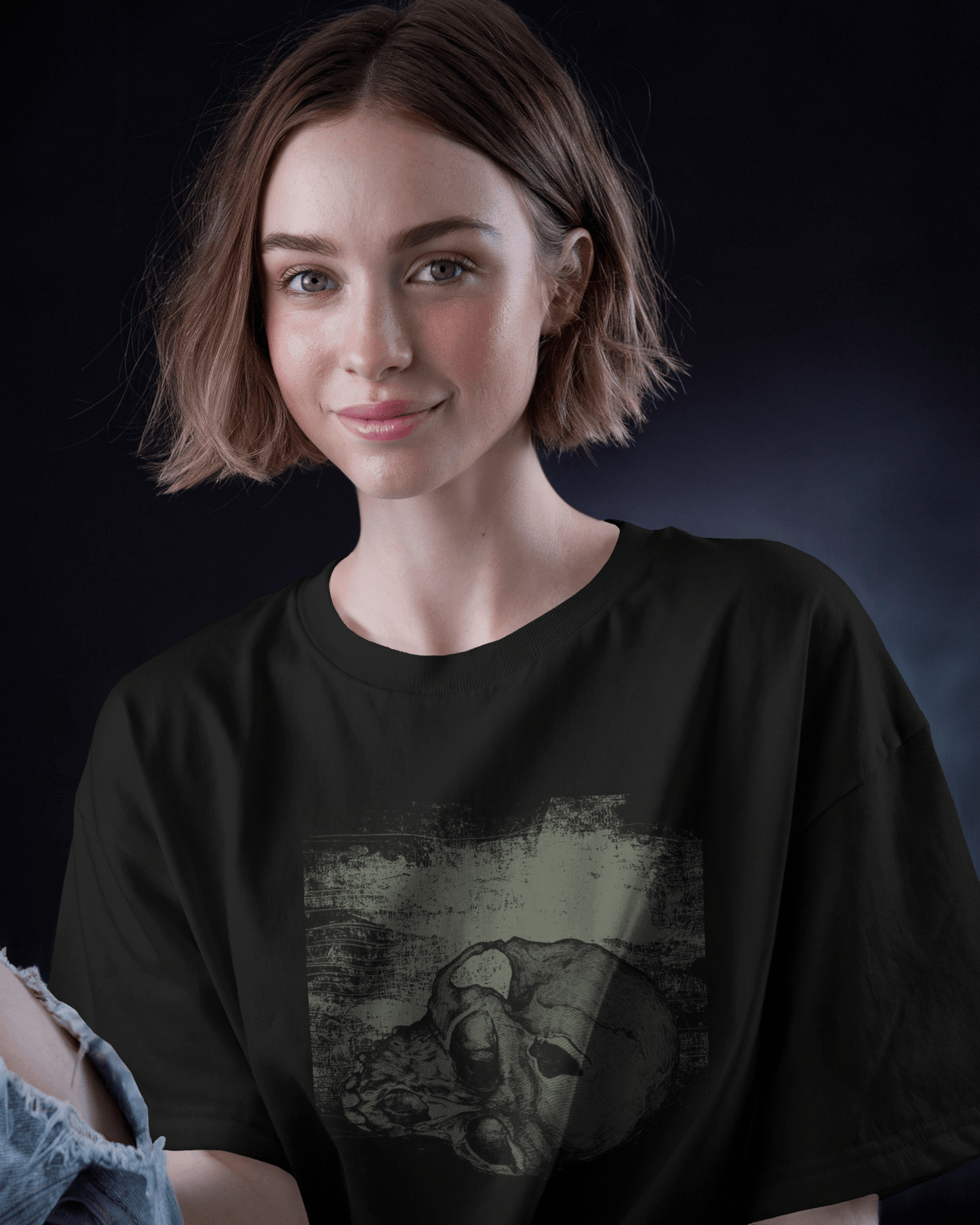 Premium Skull Distressed Graphic Oversized T-shirt - YORD
