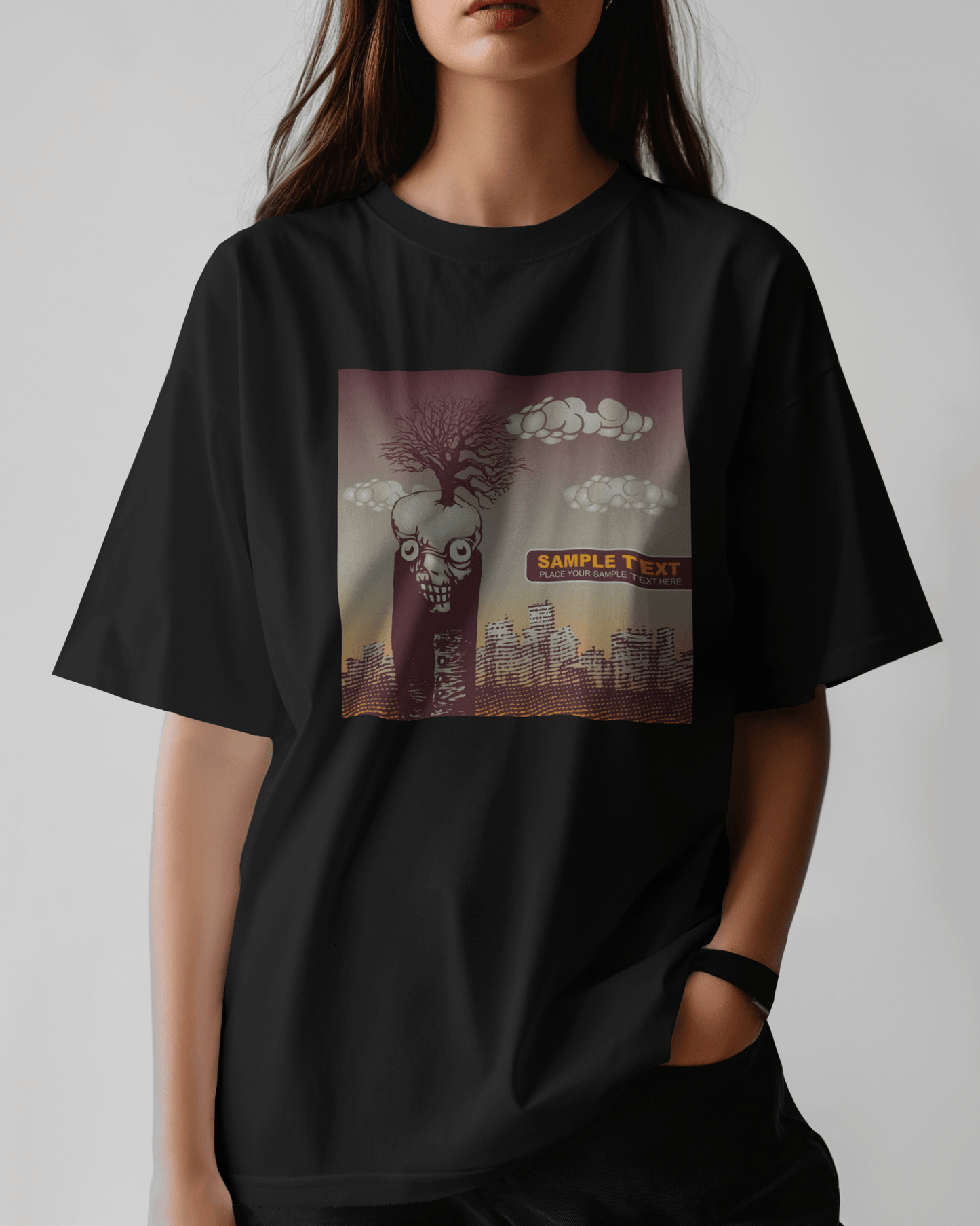 Premium Surreal Skull Tree Oversized T-shirt - Limited Edition - YORD