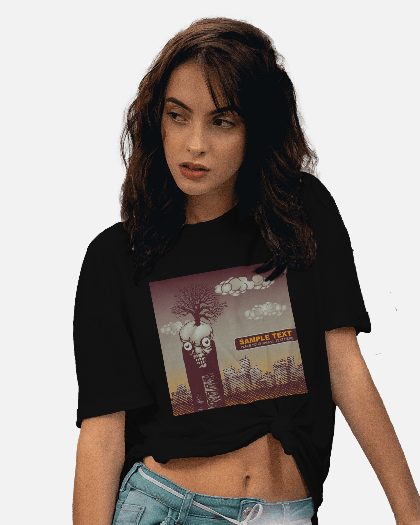 Premium Surreal Skull Tree Urban Landscape Graphic T-Shirt - YORD
