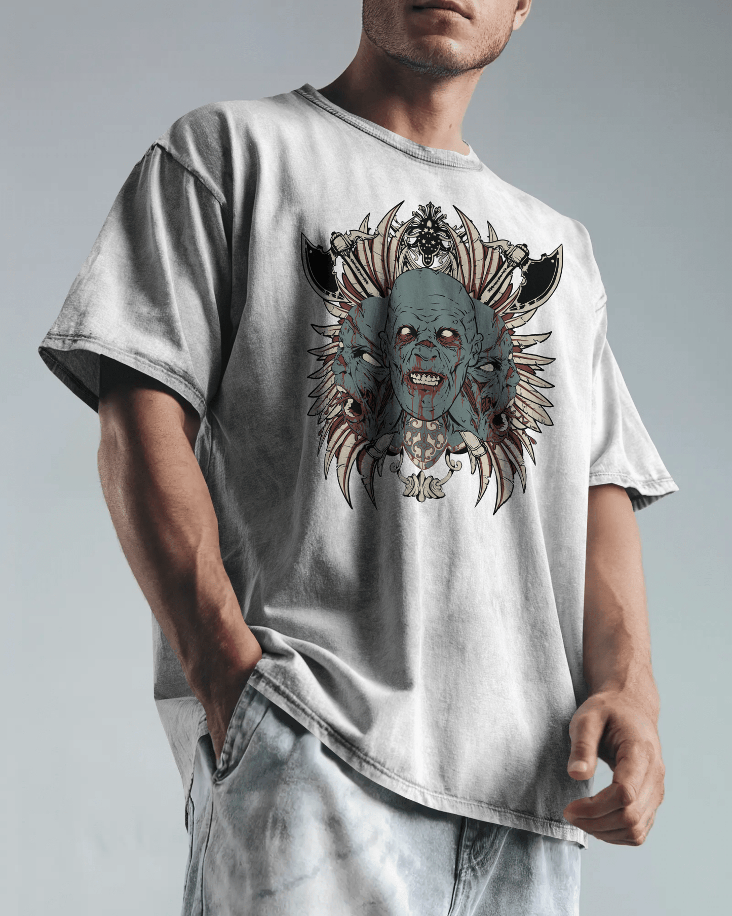 Premium Zombie Creature Gothic Oversized T-shirt - YORD