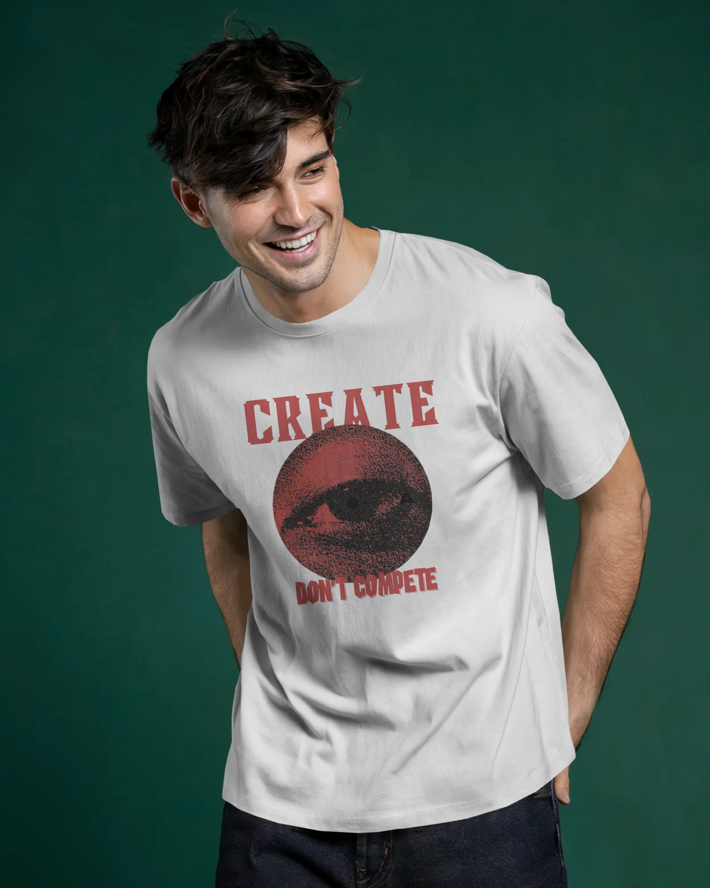 Premium 'CREATE DON'T COMPETE' Oversized Eye Graphic Tee