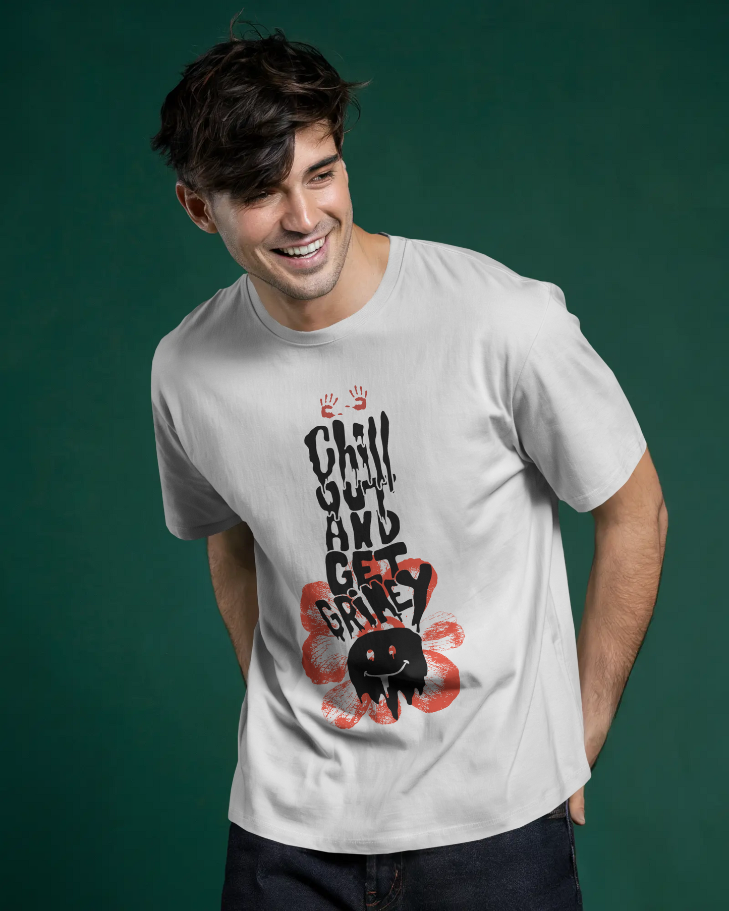 Premium Chill Out & Get Grimey Oversized Graphic T-Shirt