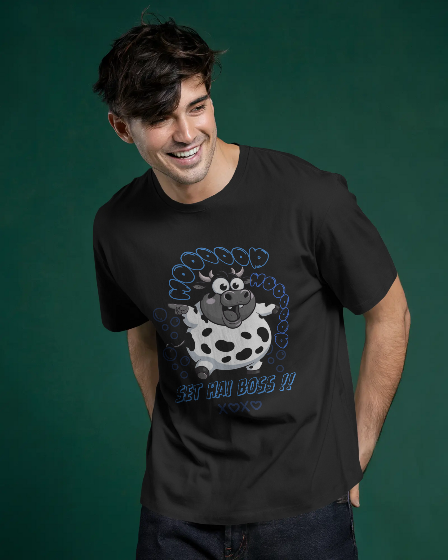 Premium Oversized 'Moo Boss' Cartoon Cow T-Shirt