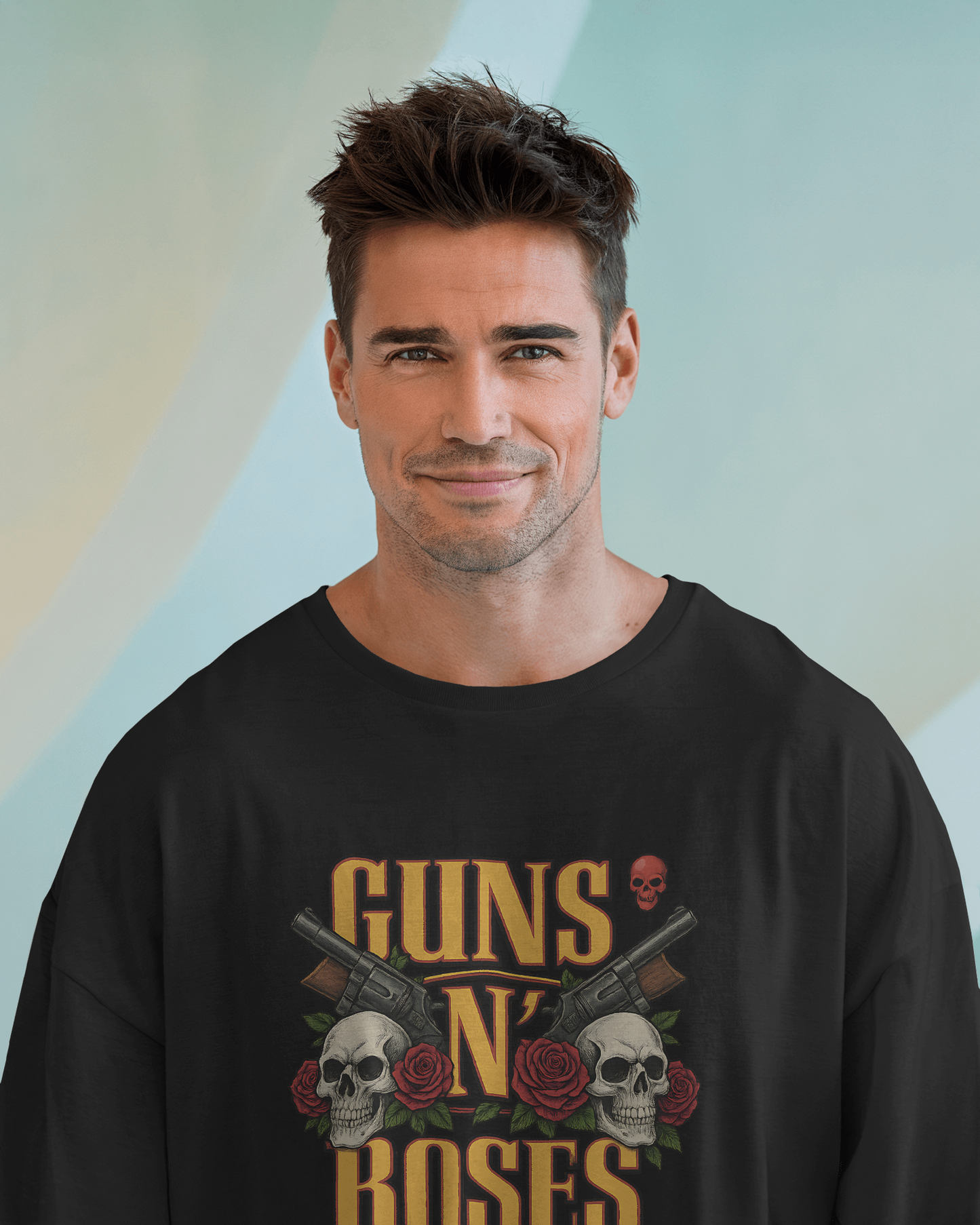Premium Guns N' Roses Skull & Rose Oversized T-shirt