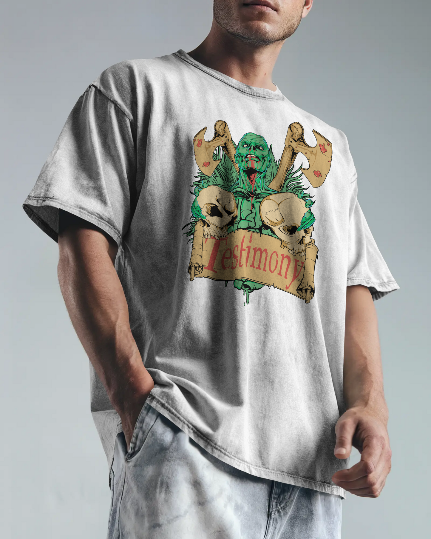 Premium Oversized Skull Hotrod Graphic T-shirt