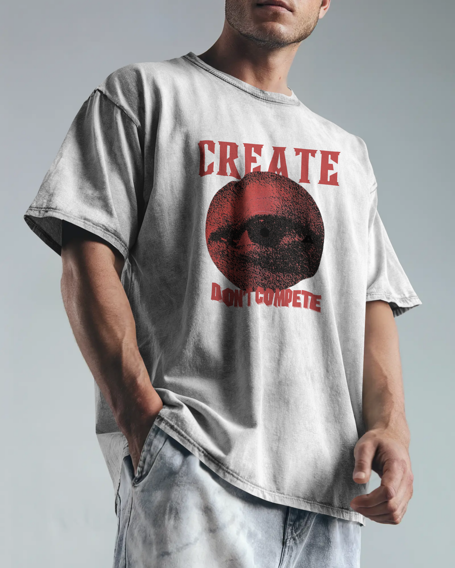 Premium 'CREATE DON'T COMPETE' Oversized Eye Graphic Tee
