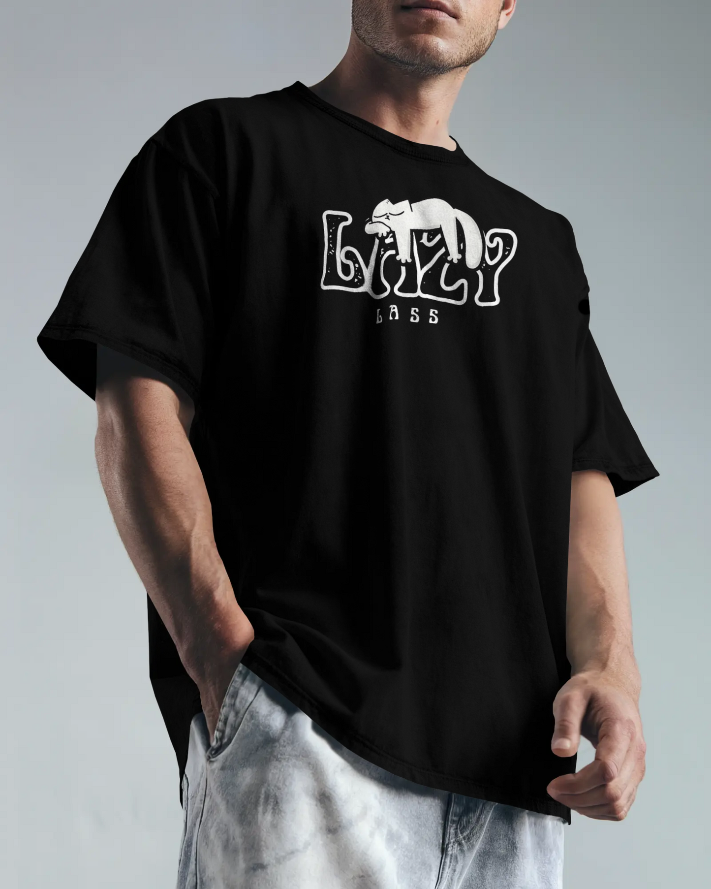 Premium Lazy Bass Cat Oversized T-shirt | Limited Edition