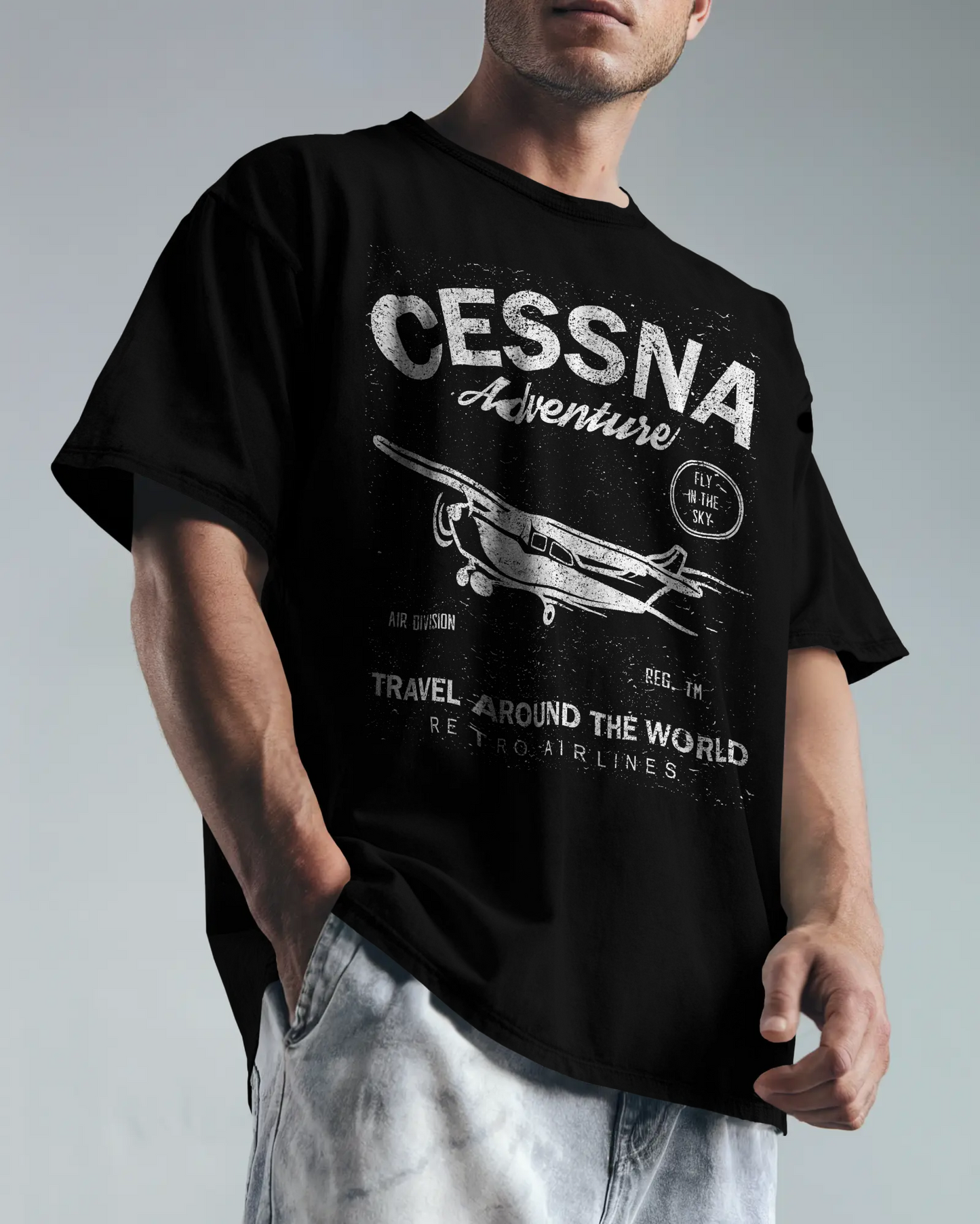 Premium Cessna Adventure Oversized Aviation T-Shirt