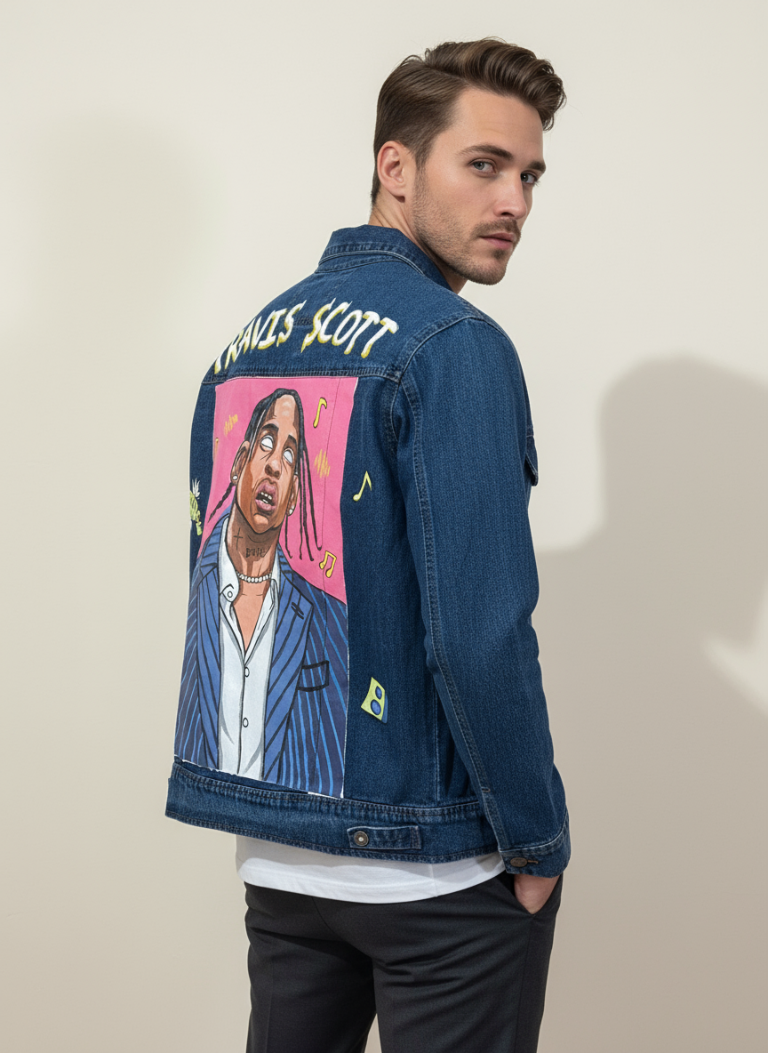 Premium Hand-Painted Travis Scott Concert Denim Jacket