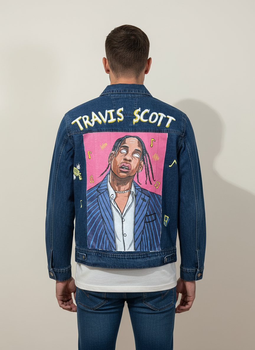 Premium Hand-Painted Travis Scott Concert Denim Jacket