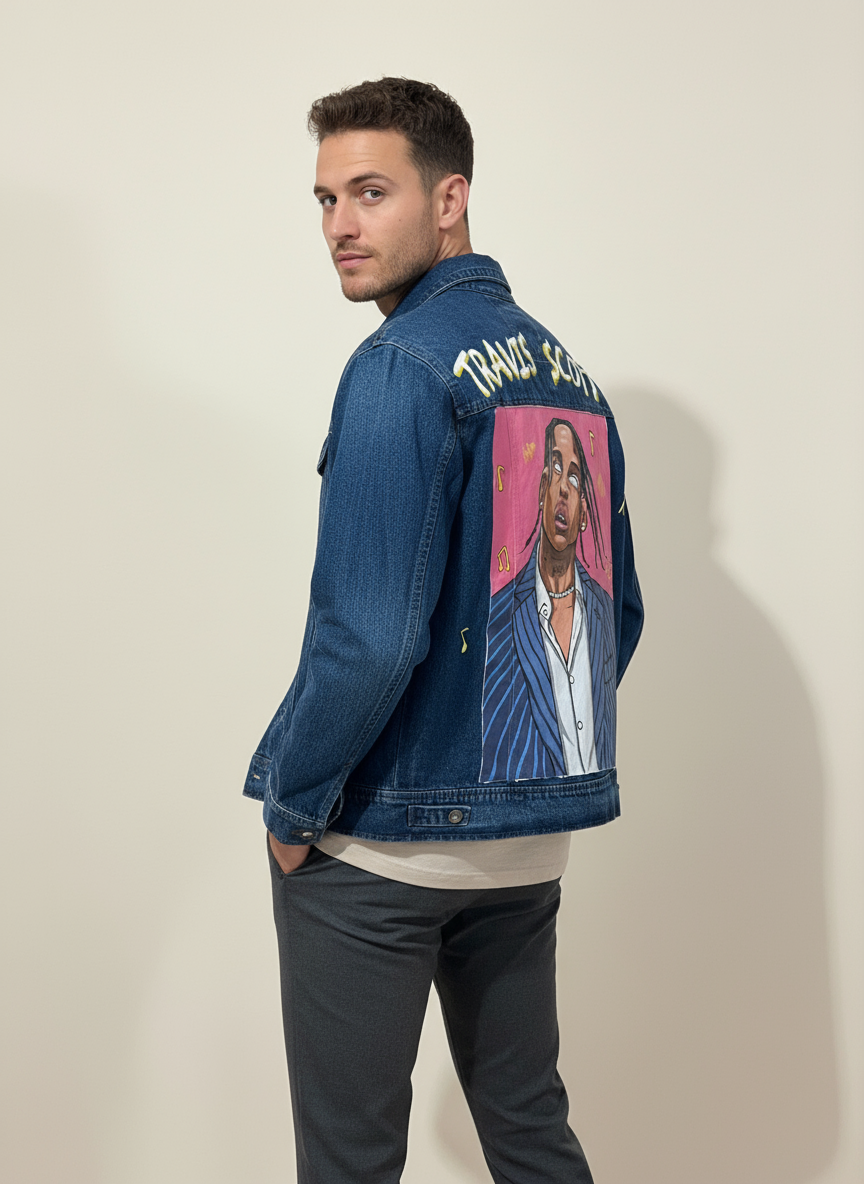 Premium Hand-Painted Travis Scott Concert Denim Jacket
