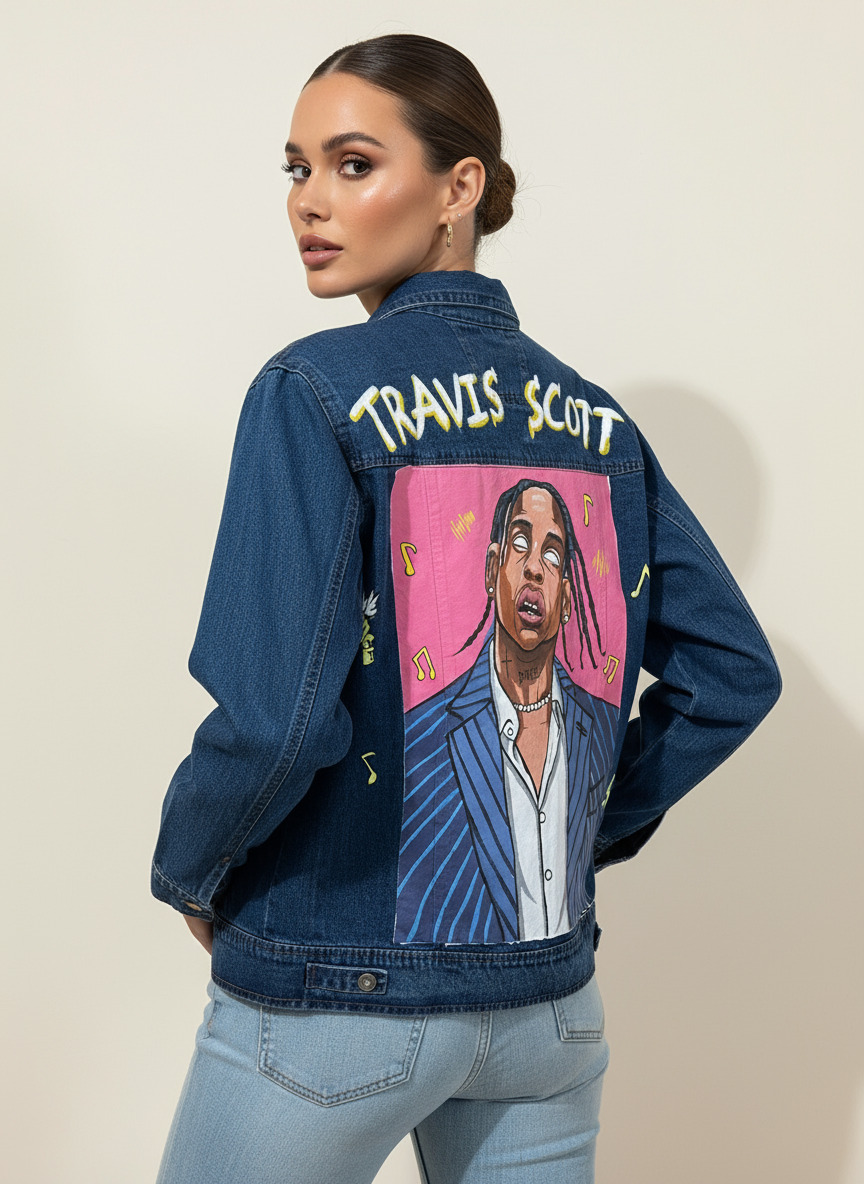 Premium Hand-Painted Travis Scott Concert Denim Jacket