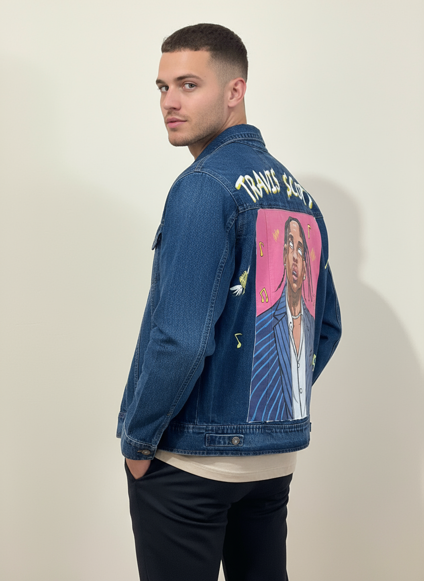 Premium Hand-Painted Travis Scott Concert Denim Jacket