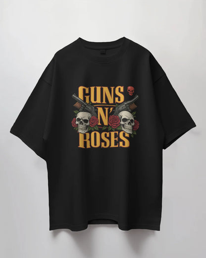 Premium Guns N' Roses Skull & Rose Oversized T-shirt
