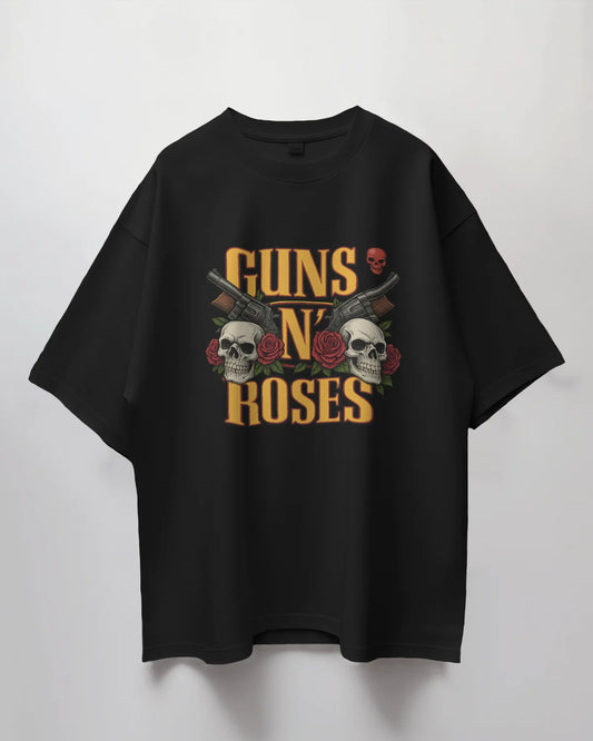 Premium Guns N' Roses Skull & Rose Oversized T-shirt