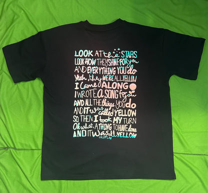 Coldplay Glow In Dark Oversized T-Shirt Back Lyrics