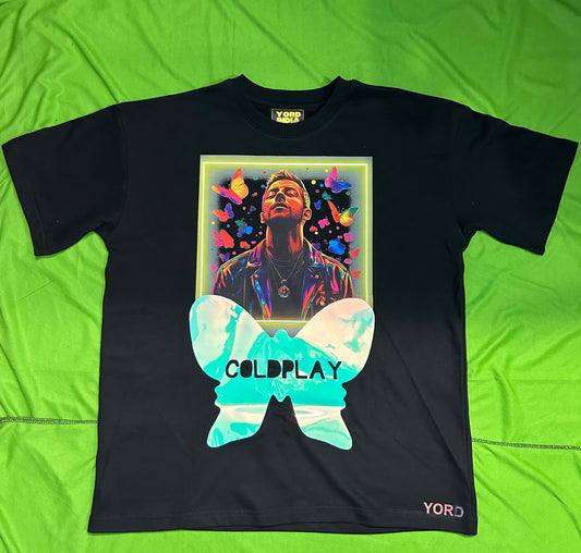 Coldplay "Chris Martin and butterfly"  Premium French Terry Cotton Glow in dark T-Shirt