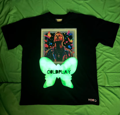Coldplay "Chris Martin and butterfly"  Premium French Terry Cotton Glow in dark T-Shirt