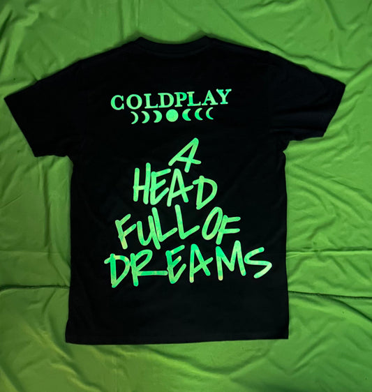 Coldplay Glow In Dark Oversized T-Shirt Front Faces Lights will guide you - 240 GSM