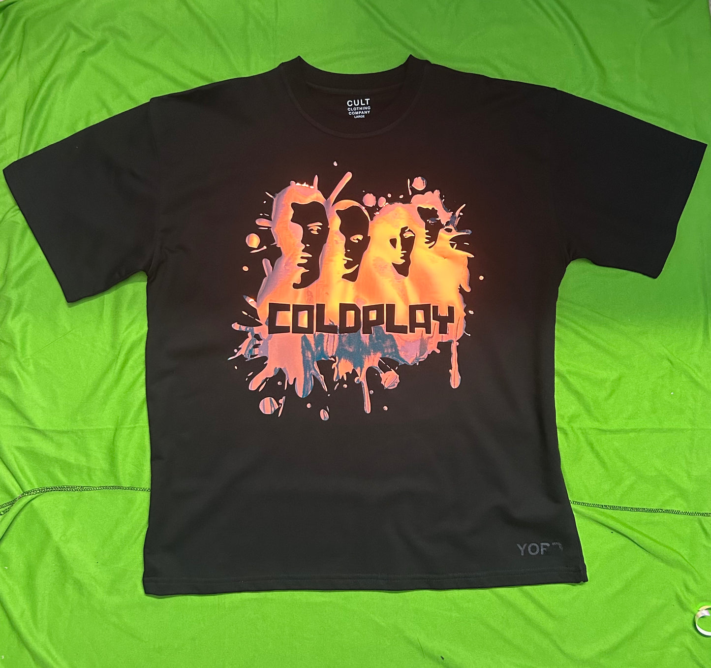 Coldplay Glow In Dark Oversized T-Shirt Front Faces Lights will guide you - 240 GSM