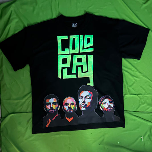 Coldplay Glow In Dark Oversized T-Shirt Front Coldplay Square ack Coldplay - 240 GSM