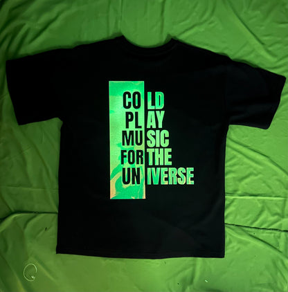 Coldplay Glow In Dark Oversized T-Shirt Front Coldplay Square ack Coldplay - 240 GSM