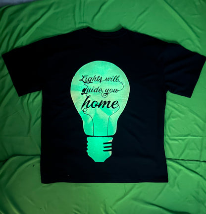 Coldplay Glow In Dark Oversized T-Shirt Front Coldplay Holi faces and lights will guide you - 240 GSM