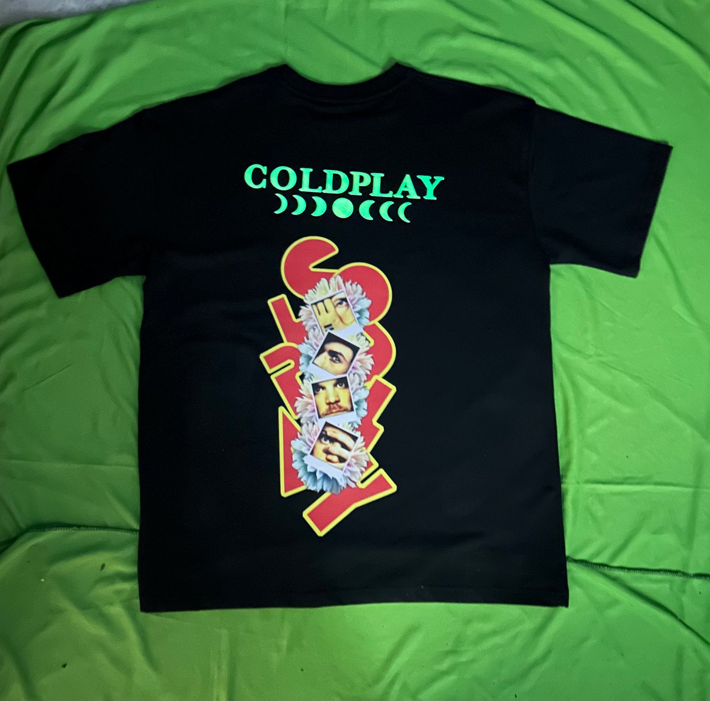 Coldplay Glow In Dark Oversized T-Shirt Moons back pattern - 240 GSM