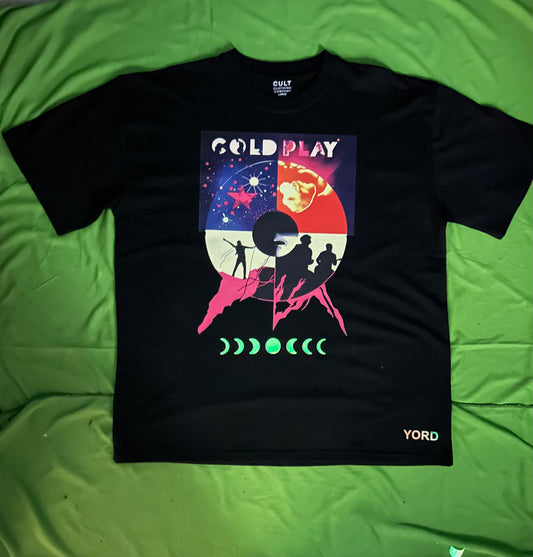 Coldplay Glow In Dark Oversized T-Shirt Wings back pattern - 240 GSM