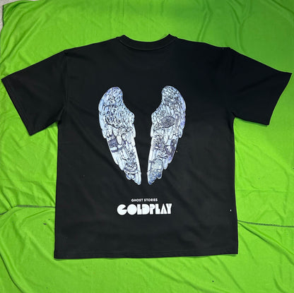 Coldplay Glow In Dark Oversized T-Shirt Wings back pattern - 240 GSM