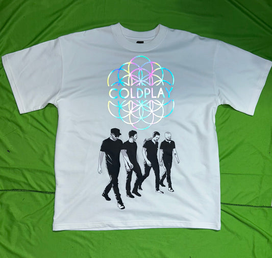 Coldplay Glow In Dark Oversized T-Shirt Rainbow 4 Men Walking