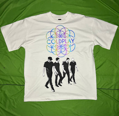 Coldplay Glow In Dark Oversized T-Shirt Rainbow 4 Men Walking