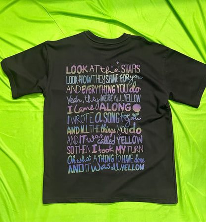 Coldplay Reflective Oversized T-Shirt Lyrics Background - 240 GSM