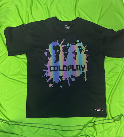 Coldplay Reflective Oversized T-Shirt Lyrics Background - 240 GSM